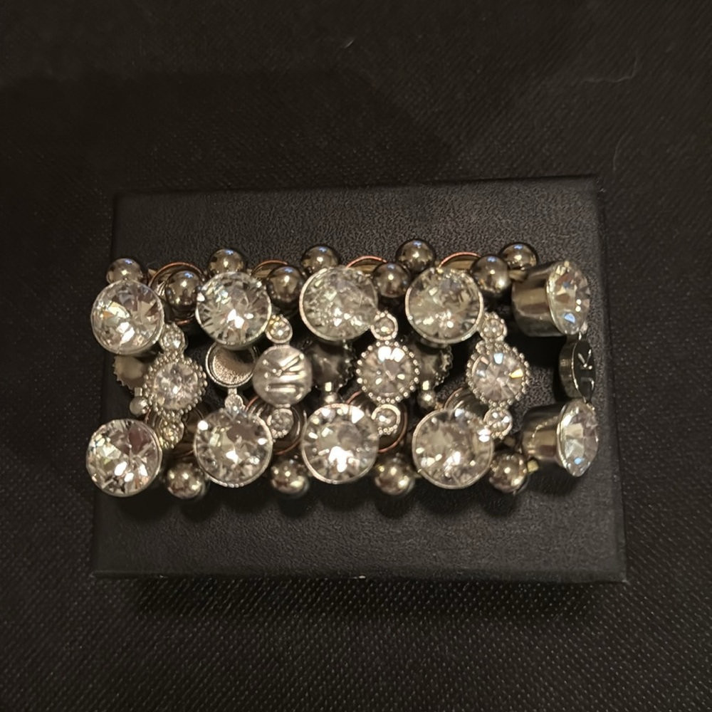 Elegant Silver fashion bracelet with dazzling  Rhinestones JK Designs. Stunning